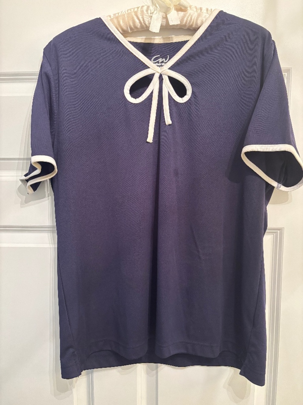 NAVY & WHITE  LUCIOUS FABRIC BY CRACKED WHEAT TEE/GOLF SHIRT